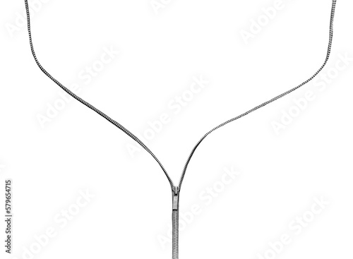 Zipper or fastener unzipping isolated on transparent white