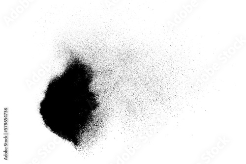 Black grainy texture isolated on white background. Dust overlay. Dark noise granules. Digitally generated image. Vector design elements. Illustration, Eps 10.