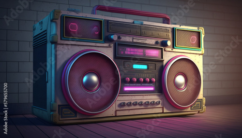 Blast from the Past: 80s Ghetto Blaster in Neon Colors