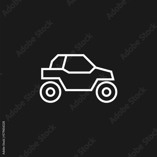 Buggy Vehicle  concept icon or sign in outline style icon isolated on black background. 