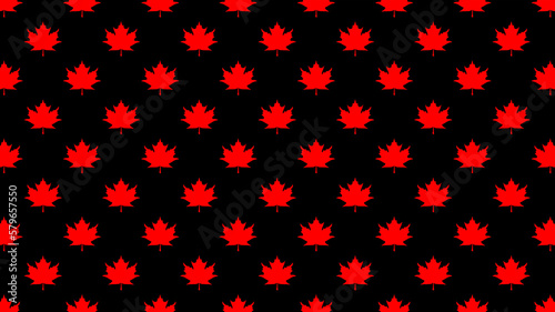 seamless pattern of red maple leaves on a black background. template for application to the surface. Horizontal image. Banner for insertion into site.