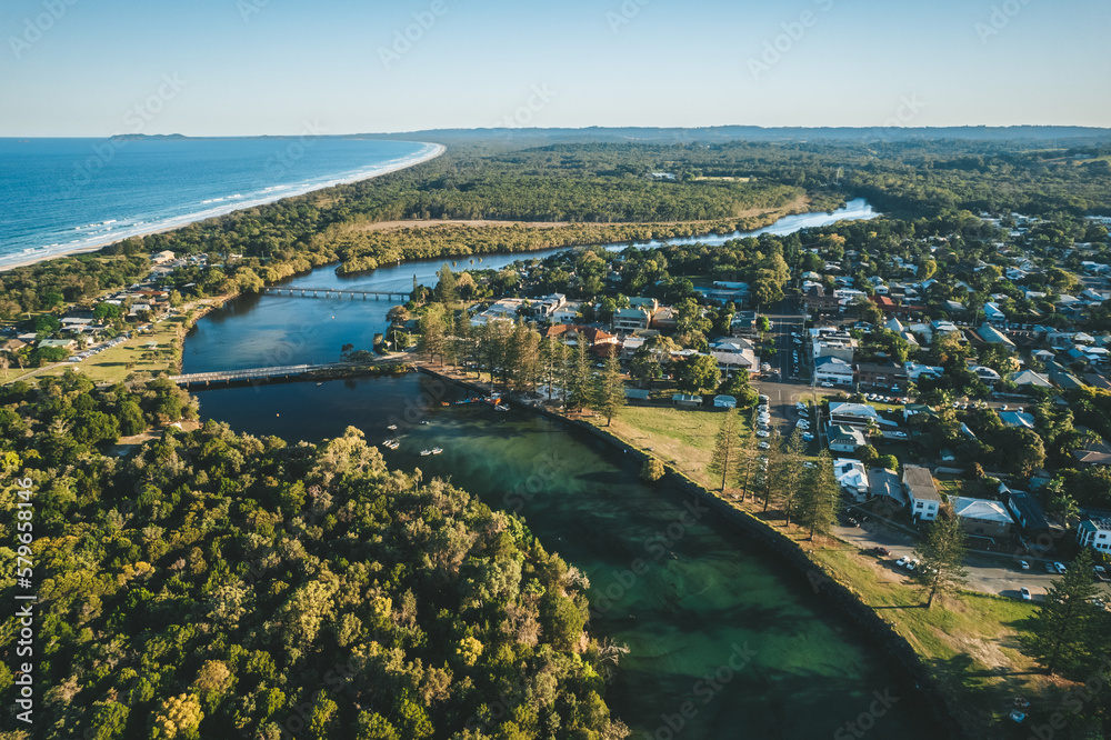 Aerial view of Brunswick Heads, NSW