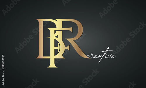 luxury letters BFR golden logo icon premium monogram, creative royal logo design photo