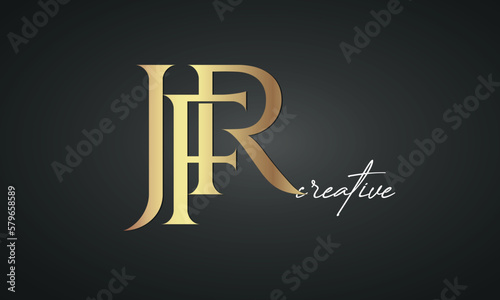 luxury letters JFR golden logo icon premium monogram, creative royal logo design