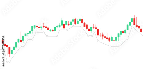 Candle graph chart. Stock market trading view on white background. Bullish or bearish diagrams. Vector illustration for business template presentation