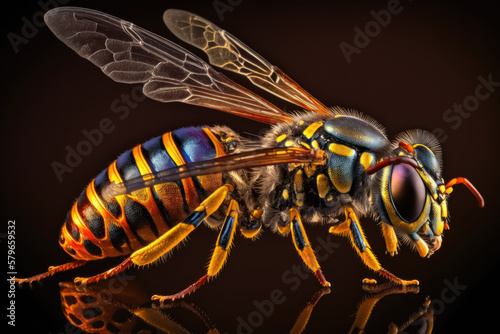 wasp on white background created with Generative AI technology