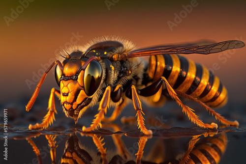 wasp on white background created with Generative AI technology