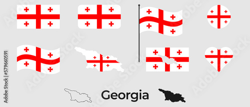 Flag of Georgia. Silhouette of Georgia. National symbol photo