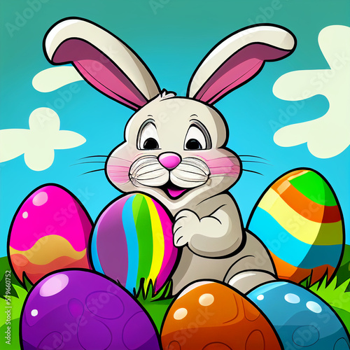 easter bunny with easter eggs