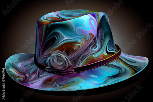 Bright concept hat for special occasions, Mardi Gras and horse racing at Ascot. Generative AI photo