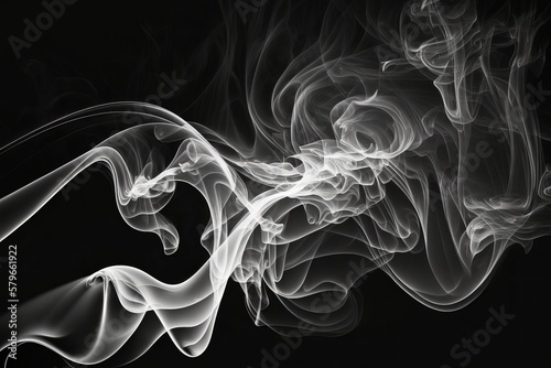 White smoke in front of a black background. Generative AI