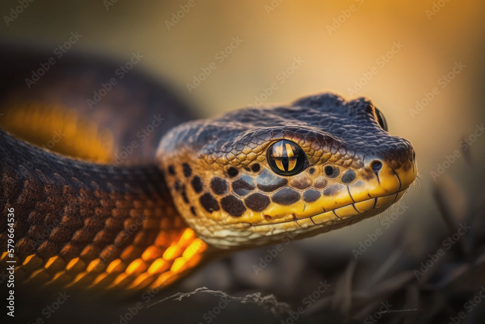 Fototapeta premium close up of a snake created with Generative AI technology