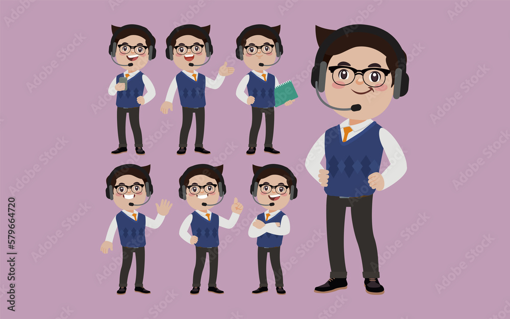 Call center and customer service character Call center and customer service character