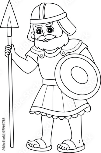 Goliath with Spear Isolated Coloring Page for Kids