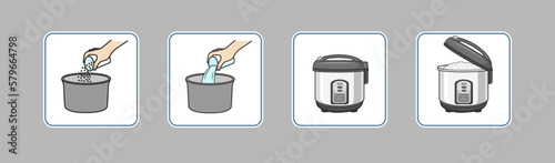Instructions for serving cooking rice. Pro Vector