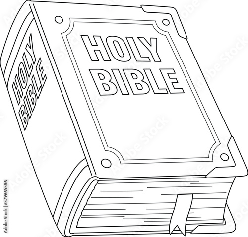 Holy Bible Isolated Coloring Page for Kids