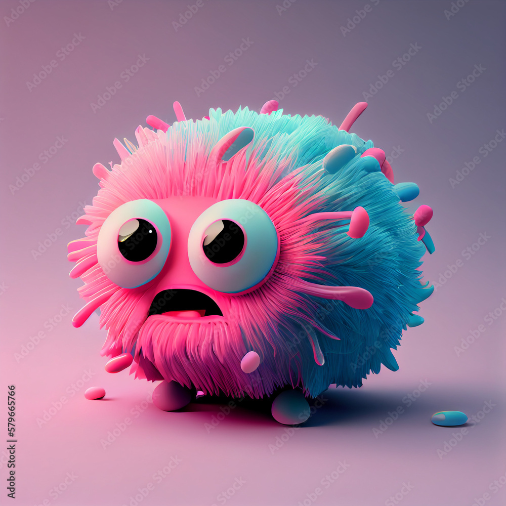 realistic cute 3d monster doodle art caracter pastel colors. by generative ai