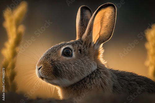 brown rabbit on the ground created with Generative AI technology © Robert Herhold
