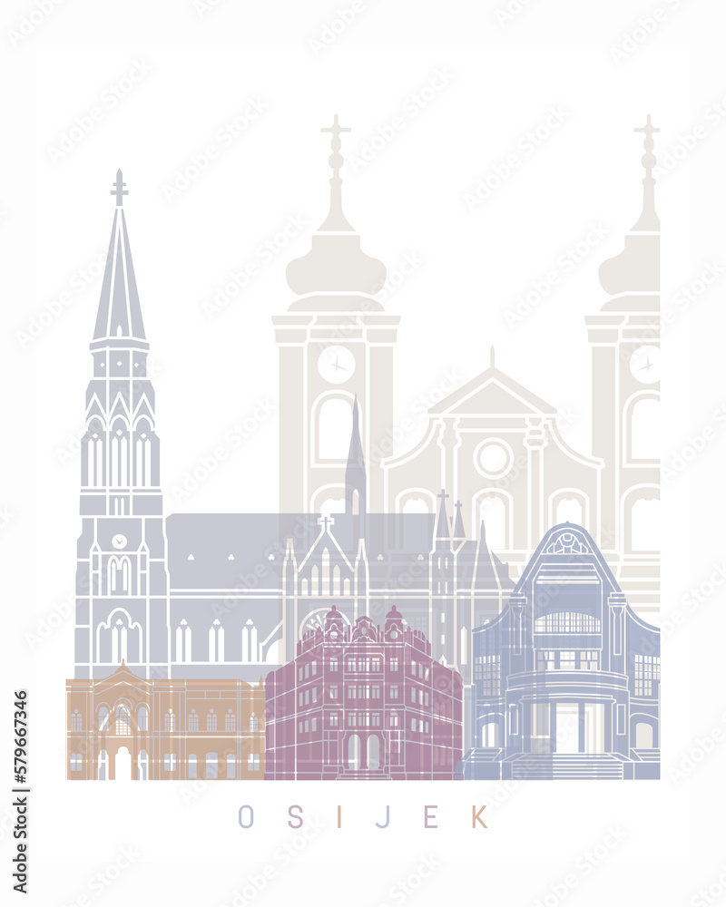 Osijek skyline poster pastel