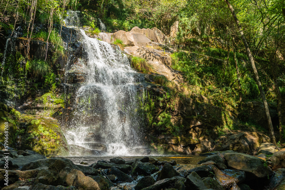 Fototapeta premium Beautiful waterfall in Cabreia Sever do Vouga Aveiro Portugal
