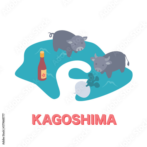 鹿児島 観光 特産品のイラスト