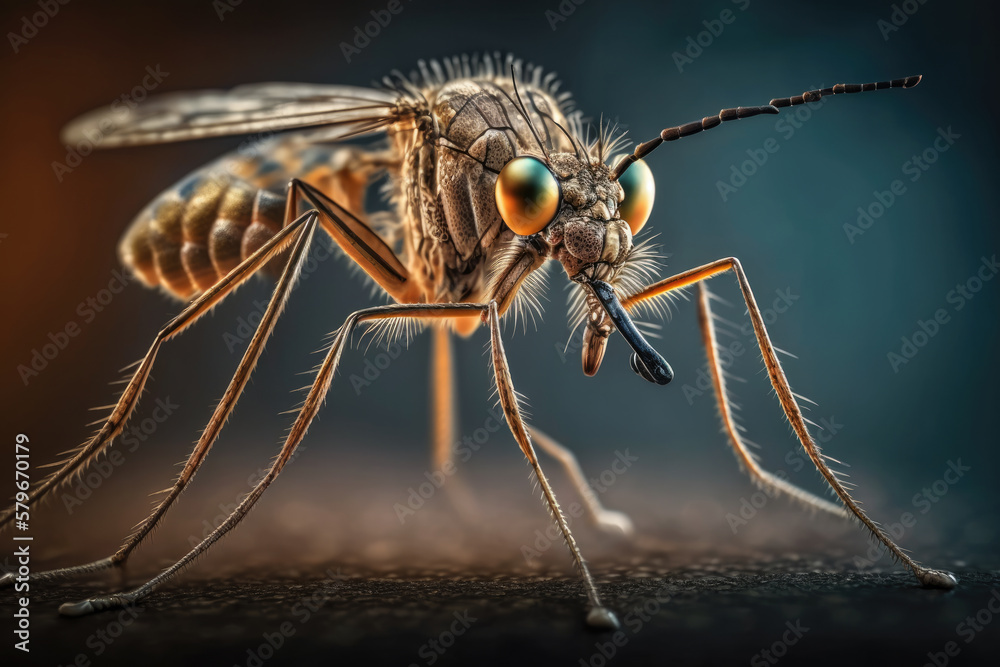 Fototapeta premium mosquito in close up view created with Generative AI technology