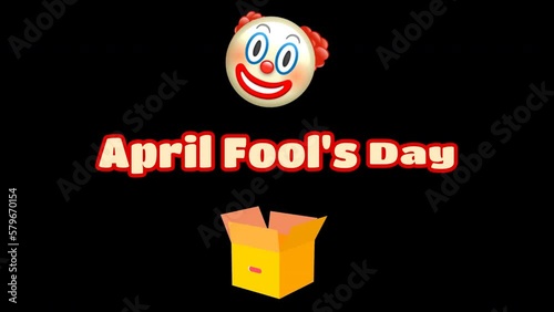 April fools day with head clown, confetti, surprise box and funny prank illustration Motion on transparent background design for april fools day event