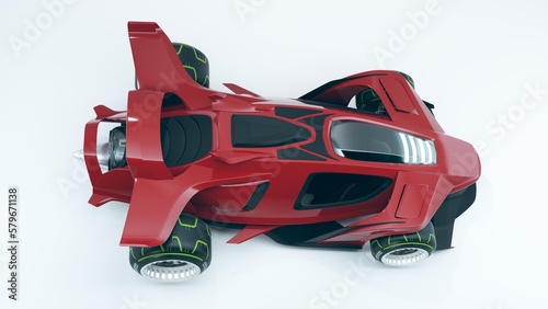 Fototapeta Naklejka Na Ścianę i Meble -  3D rendering of a brand-less generic concept car