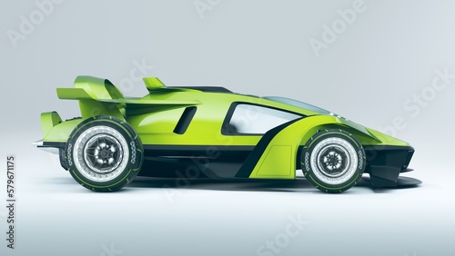 3D rendering of a brand-less generic concept car