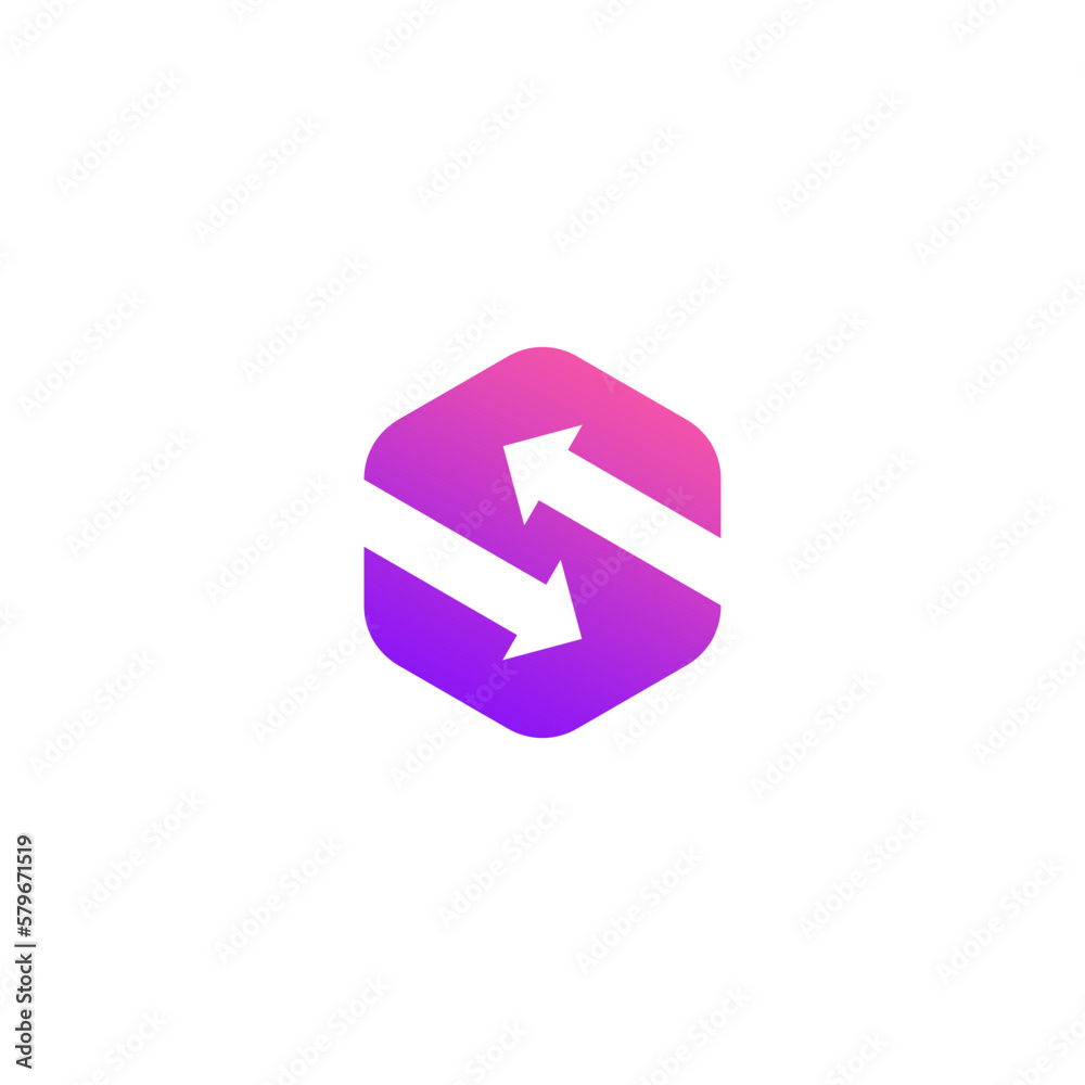 S Arrow Hexagon Logo Design