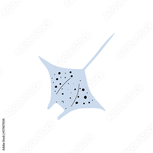 Stingray fish Character black sea animal on deep background. Wild life illustration. Vector illustration.