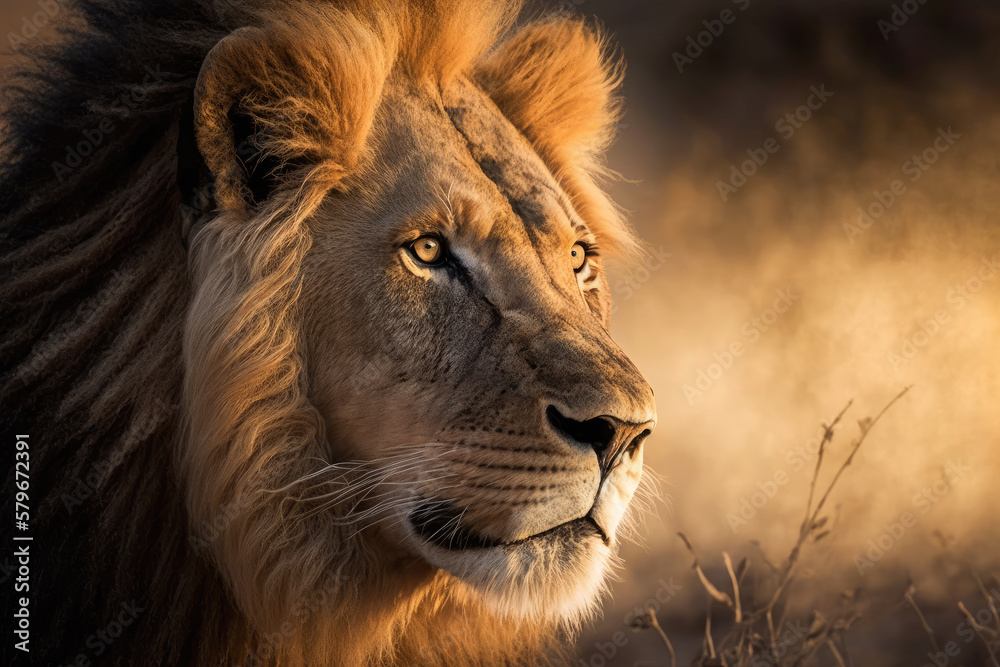 Obraz premium portrait of a lion created with Generative AI technology