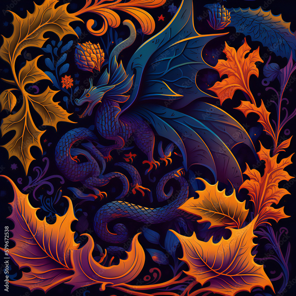colorful fantasy pattern with a dragon pattern colorful fantasy pattern with a dragon pattern