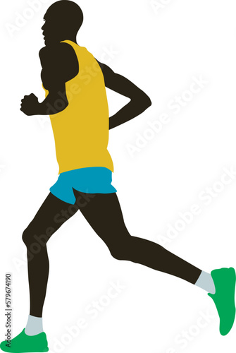 kenyan runner man running marathon colored silhouette on white background, vector illustration, summer olympic games