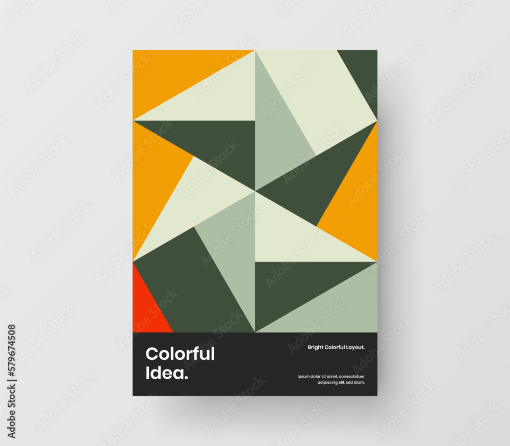 Unique geometric tiles corporate identity layout. Modern booklet vector design template.