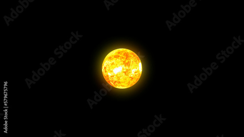 Glowing 3d sun planet