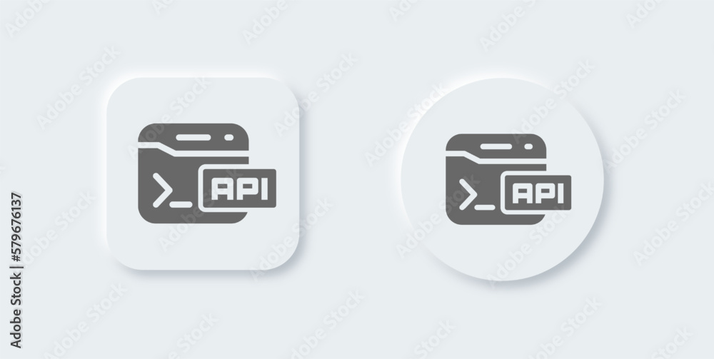 Api solid icon in neomorphic design style. Application programming interface signs vector illustration.