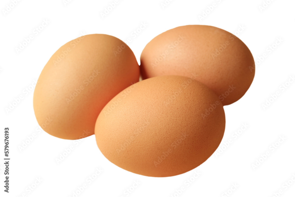 Three of raw chicken eggs Isolated on transparent backdrop, PNG file Three of raw chicken eggs Isolated on transparent backdrop, PNG file