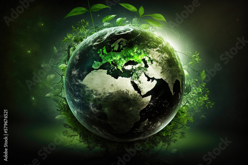 Ecology theme and banner use, earth day and clean planet. Sustainable energy to contain fresh air. Green deal social theme. 