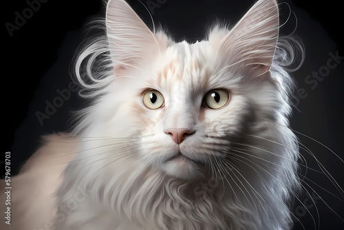 Turkish angora cat portrait. Generative ai design.
