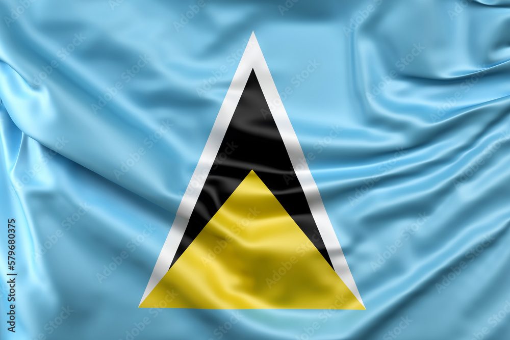 Ruffled Flag of Saint Lucia. 3D Rendering Ruffled Flag of Saint Lucia. 3D Rendering