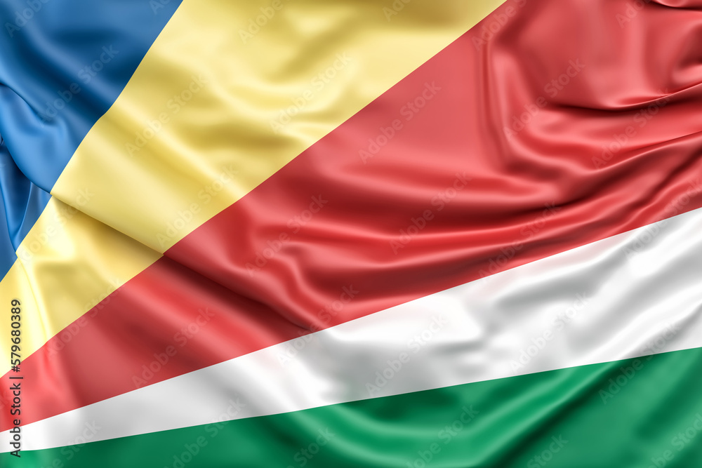Ruffled Flag of Seychelles. 3D Rendering