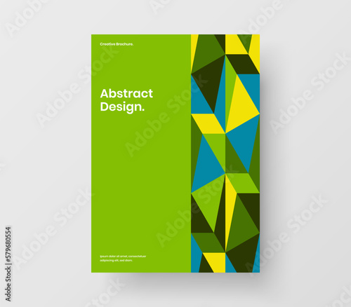 Trendy geometric pattern flyer illustration. Bright booklet A4 design vector template.