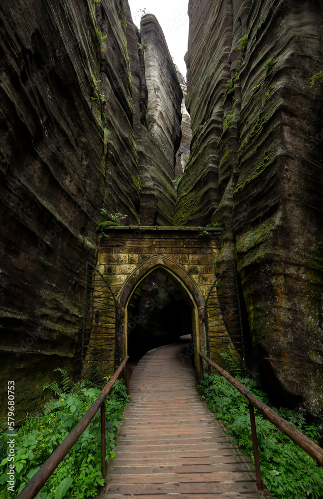 Gothic gate in Adrspach-Teplice Rocks (nature reserve in Broumov Highlands region of Czech Republic) Gothic gate in Adrspach-Teplice Rocks (nature reserve in Broumov Highlands region of Czech Republic)