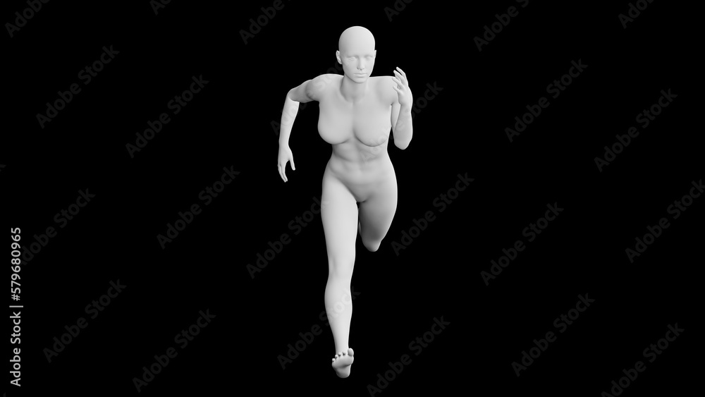 Beautiful athletic young woman posing isolated on black - 3d illustration, rendering. Front view Beautiful athletic young woman posing isolated on black - 3d illustration, rendering. Front view