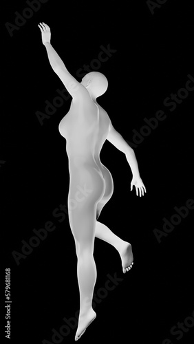 Beautiful athletic young woman posing isolated on black - 3d illustration, rendering. Side view © Mihai Zaharia