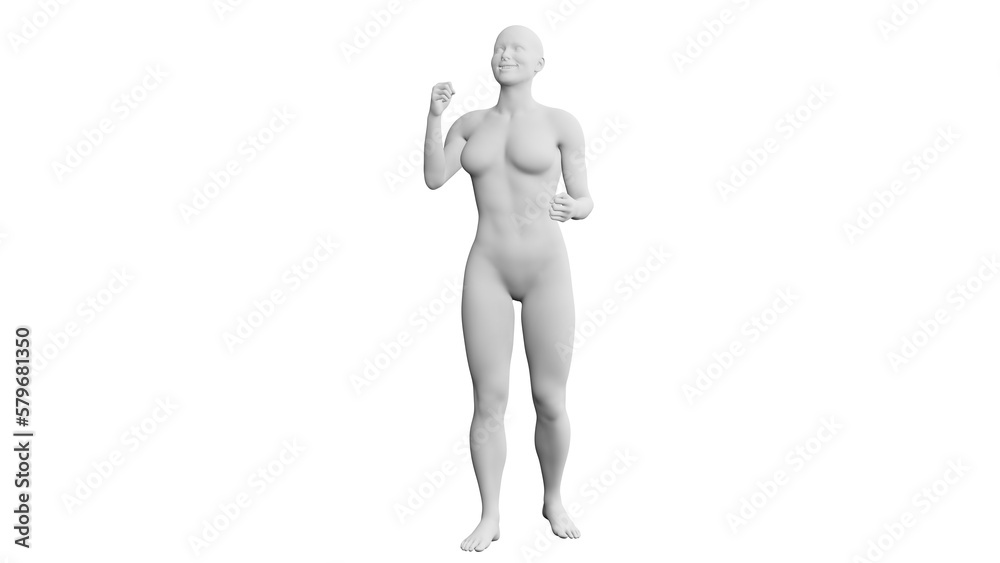 Beautiful athletic young woman posing isolated on black - 3d illustration, rendering. Front view Beautiful athletic young woman posing isolated on black - 3d illustration, rendering. Front view