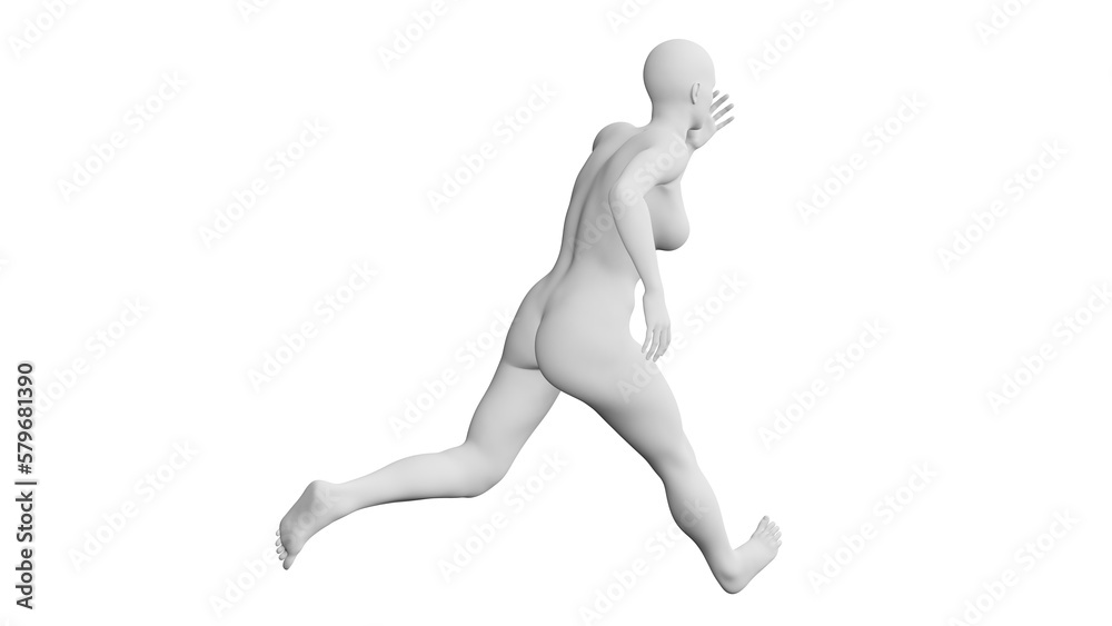 Beautiful athletic young woman posing isolated on black - 3d illustration, rendering. Viewed from back Beautiful athletic young woman posing isolated on black - 3d illustration, rendering. Viewed from back