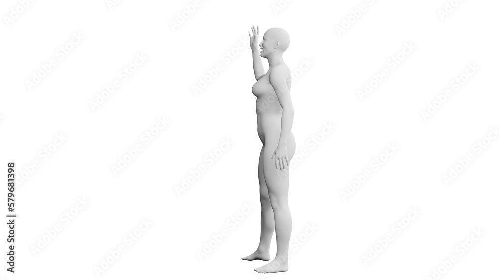 Beautiful athletic young woman posing isolated on black - 3d illustration, rendering. Side view Beautiful athletic young woman posing isolated on black - 3d illustration, rendering. Side view