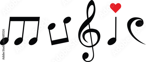 Music typography with music notes vector